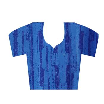 Blue printed satin saree with blouse 4