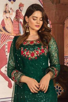 Green embroidered georgette salwar 2