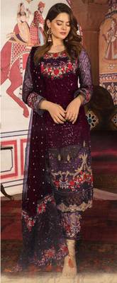 Purple embroidered georgette salwar 1