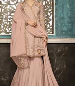 Beige embroidered net salwar