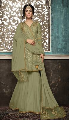 Light-green embroidered net salwar 1