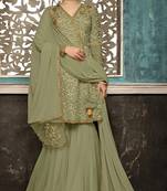 Light-green embroidered net salwar