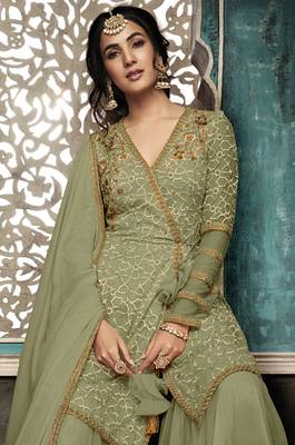 Light-green embroidered net salwar 2