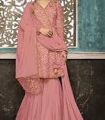 Pink embroidered net salwar