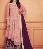 Pink embroidered net salwar