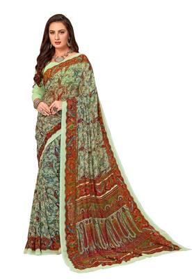 Multicolor printed georgette saree with blouse 1