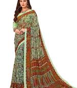 Multicolor printed georgette saree with blouse