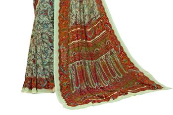 Multicolor printed georgette saree with blouse 2
