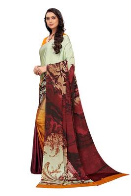 Mustard  printed crepe saree with blouse 2