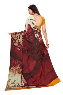 Mustard  printed crepe saree with blouse 5