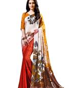 Mustard  printed crepe saree with blouse