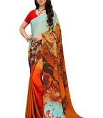 Mustard  printed crepe saree with blouse