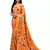 Orange printed crepe saree with blouse