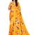 Orange printed crepe saree with blouse