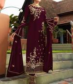 Wine embroidered georgette salwar