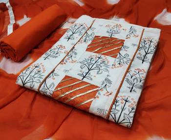 white printed cotton unstitched salwar with dupatta 1