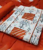 white printed cotton unstitched salwar with dupatta