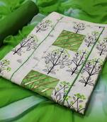 cream printed cotton unstitched salwar with dupatta