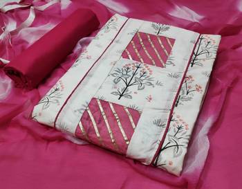 pink printed cotton unstitched salwar with dupatta 1