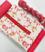 white printed cotton unstitched salwar with dupatta