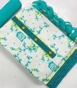 white printed cotton unstitched salwar with dupatta