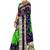 parrot green and blue woven art silk saree with blouse