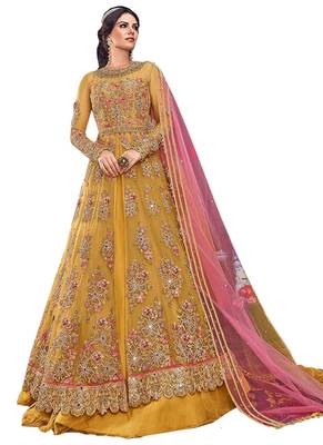 Yellow Embroidered Net Salwar 1