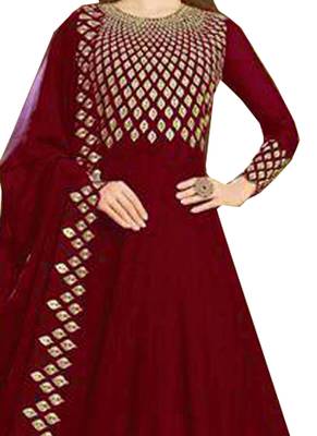 Maroon Embroidered Georgette Salwar 2