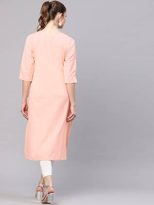 Peach plain cotton kurtas-and-kurtis 2