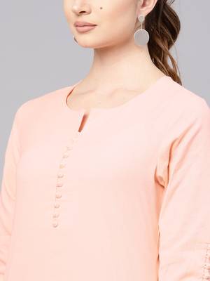 Peach plain cotton kurtas-and-kurtis 5