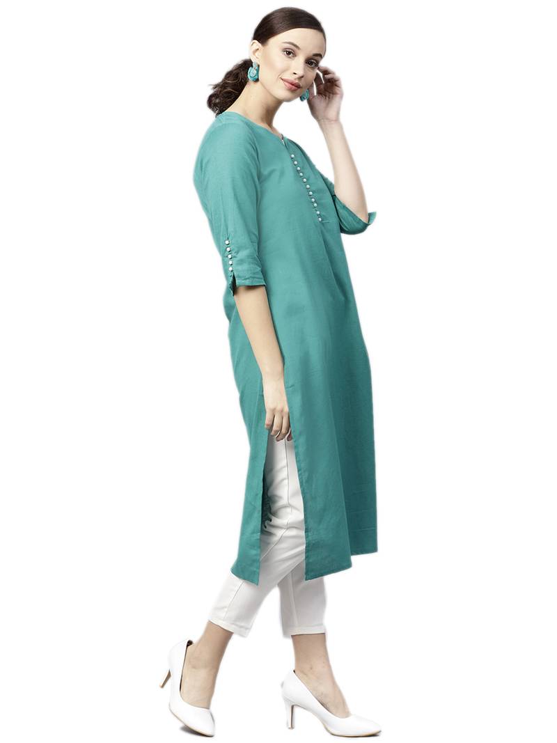 Green plain cotton kurtasandkurtis Shree The Indian Avatar 3089673
