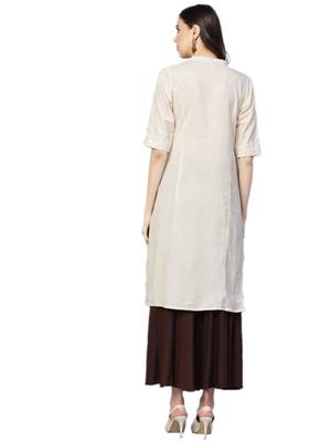 Off-white plain cotton kurtas-and-kurtis 2