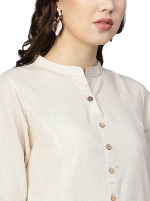 Off-white plain cotton kurtas-and-kurtis 5