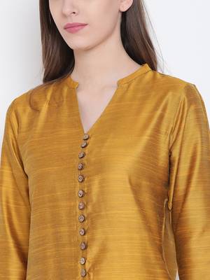 Golden plain dupion silk kurtas-and-kurtis 5