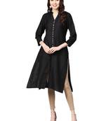 Black plain dupion silk kurtas-and-kurtis