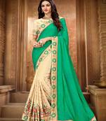 Green embroidered silk saree with blouse