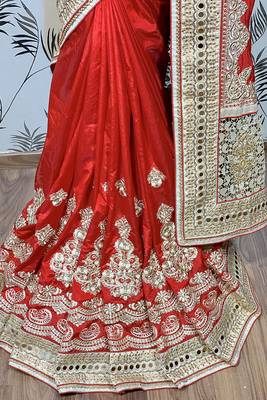 Red Embroidered Pure Art Silk Saree With Blouse 3