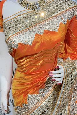 Orange Embroidered Pure Art Silk Saree With Blouse 2