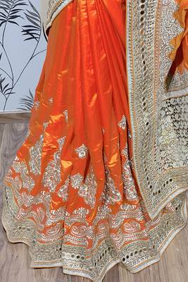 Orange Embroidered Pure Art Silk Saree With Blouse 3