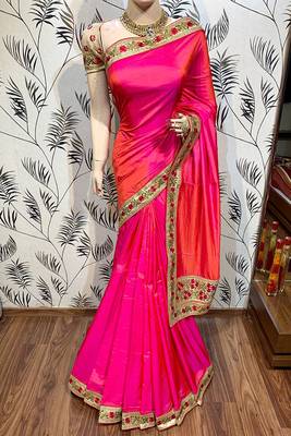 Pink Embroidered Silk Saree With Blouse 1