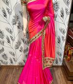 Pink Embroidered Silk Saree With Blouse