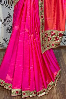 Pink Embroidered Silk Saree With Blouse 3
