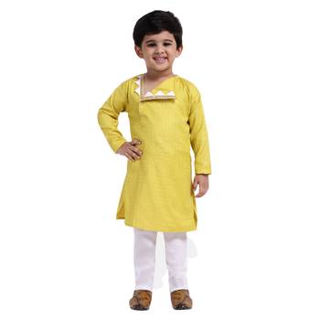 Green Plain Cotton Boys Kurta Pyjama 1