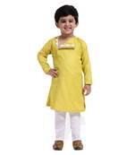 Green Plain Cotton Boys Kurta Pyjama