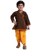 Black Printed Cotton Boys Dhoti Kurta