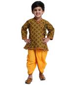 Green Printed Cotton Boys Dhoti Kurta