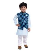 Blue Plain Cotton Boys Kurta Pyjama