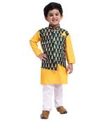 Yellow Plain Cotton Boys Kurta Pyjama