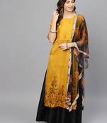 Mustard printed art silk salwar