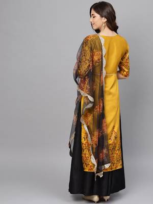 Mustard printed art silk salwar 2